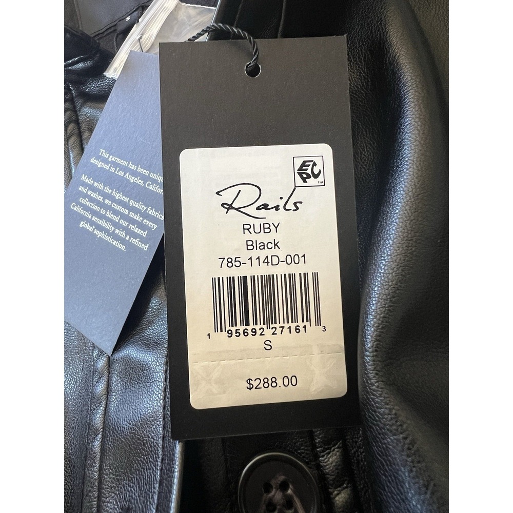 NEW Rails Ruby Faux Leather Black Mini Shirtdress Size Small Long Sleeve NWT - Picture 13 of 14